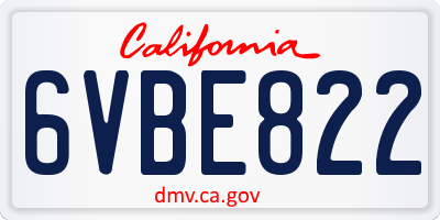 CA license plate 6VBE822