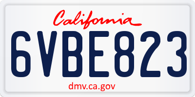 CA license plate 6VBE823
