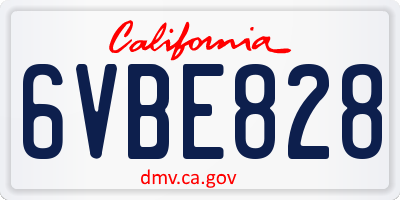 CA license plate 6VBE828