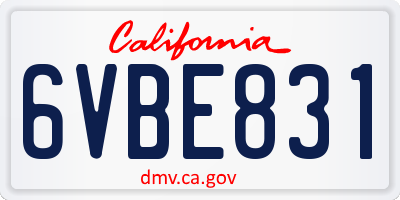 CA license plate 6VBE831