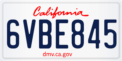 CA license plate 6VBE845