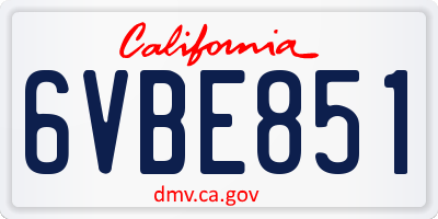 CA license plate 6VBE851