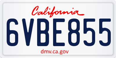CA license plate 6VBE855