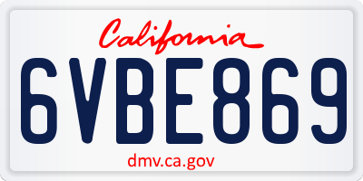 CA license plate 6VBE869