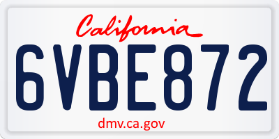 CA license plate 6VBE872
