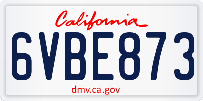 CA license plate 6VBE873