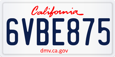 CA license plate 6VBE875