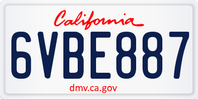 CA license plate 6VBE887