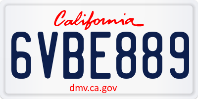 CA license plate 6VBE889
