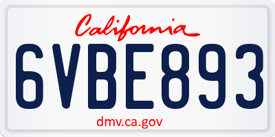 CA license plate 6VBE893
