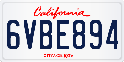 CA license plate 6VBE894