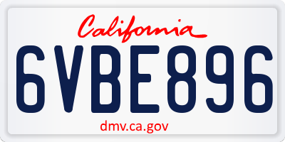 CA license plate 6VBE896