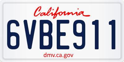 CA license plate 6VBE911