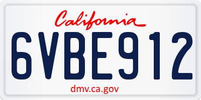 CA license plate 6VBE912