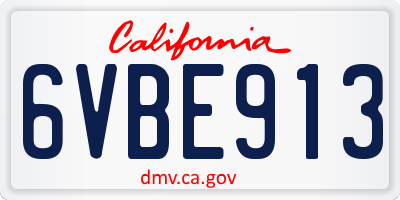 CA license plate 6VBE913
