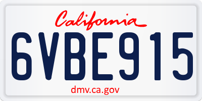 CA license plate 6VBE915