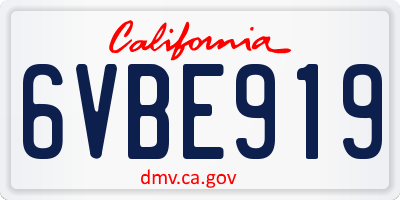 CA license plate 6VBE919