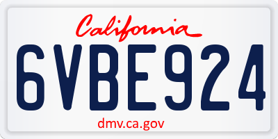 CA license plate 6VBE924