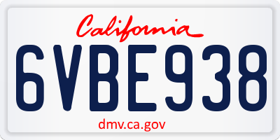 CA license plate 6VBE938