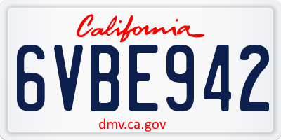 CA license plate 6VBE942