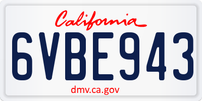 CA license plate 6VBE943