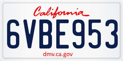 CA license plate 6VBE953