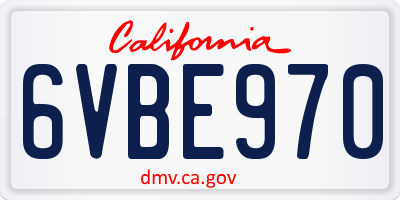 CA license plate 6VBE970