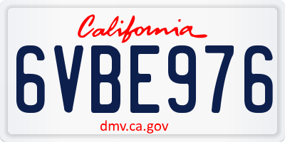 CA license plate 6VBE976