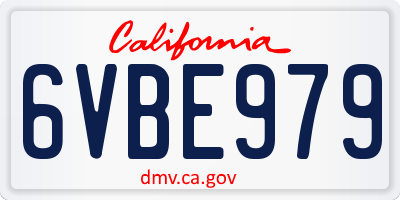 CA license plate 6VBE979