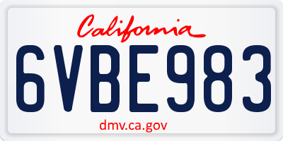 CA license plate 6VBE983