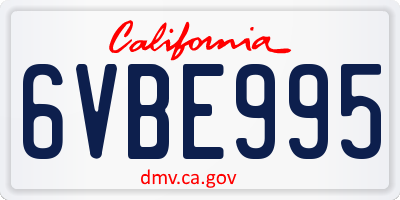 CA license plate 6VBE995