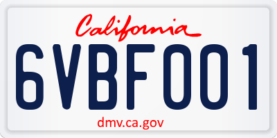 CA license plate 6VBF001