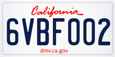 CA license plate 6VBF002