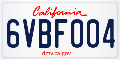 CA license plate 6VBF004