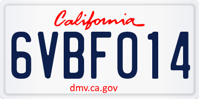 CA license plate 6VBF014