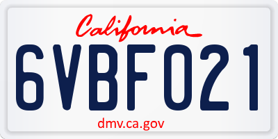 CA license plate 6VBF021