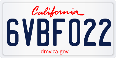 CA license plate 6VBF022