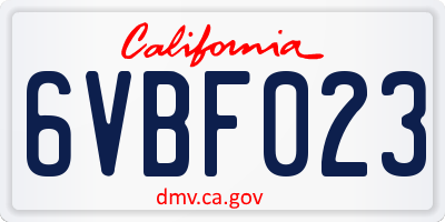 CA license plate 6VBF023