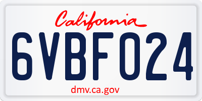 CA license plate 6VBF024