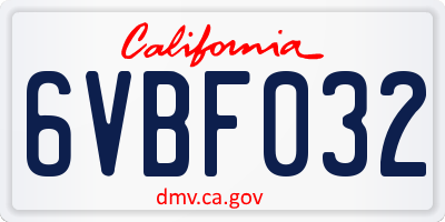 CA license plate 6VBF032