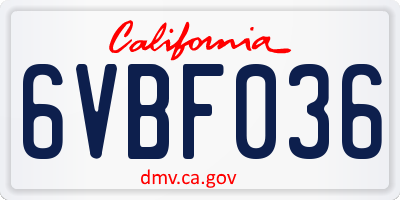 CA license plate 6VBF036