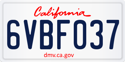 CA license plate 6VBF037