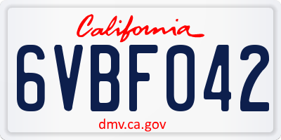 CA license plate 6VBF042