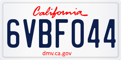 CA license plate 6VBF044