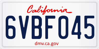CA license plate 6VBF045