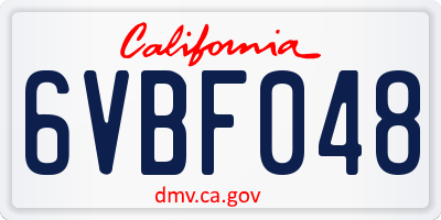 CA license plate 6VBF048