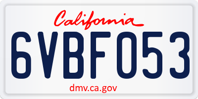 CA license plate 6VBF053