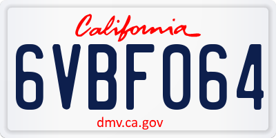 CA license plate 6VBF064