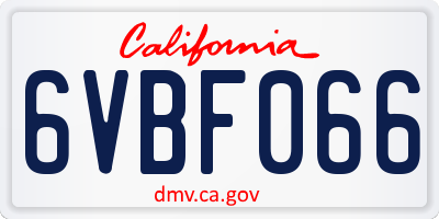 CA license plate 6VBF066