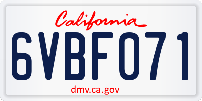 CA license plate 6VBF071